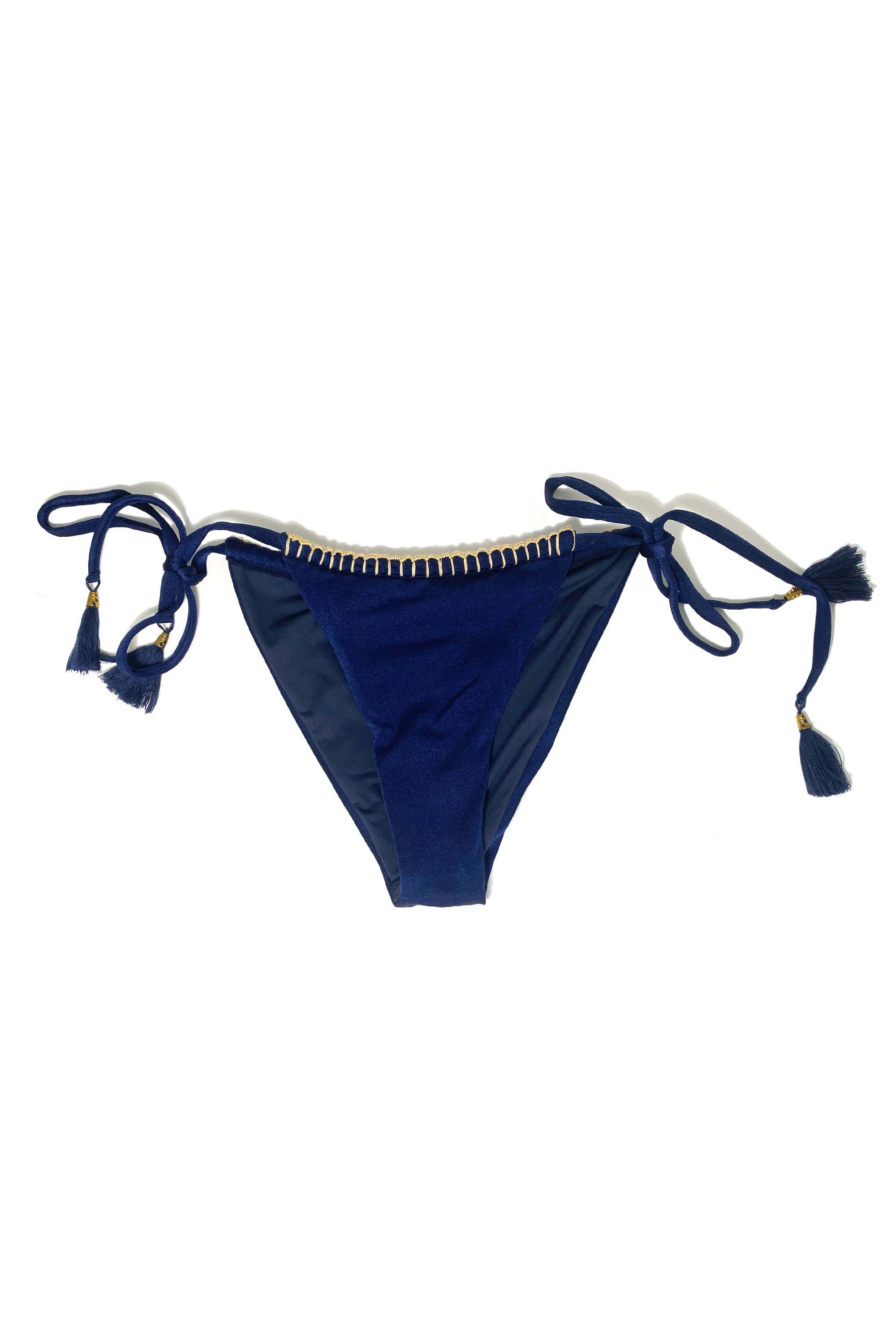 Navy/Gold Crochet Tanga Tie Bottom | southern saint