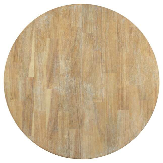 SINOFURN Natural Wood Wash Round Rustic Extending Self-storing leaf Dining Table, MDF with Finish... | Lowe's