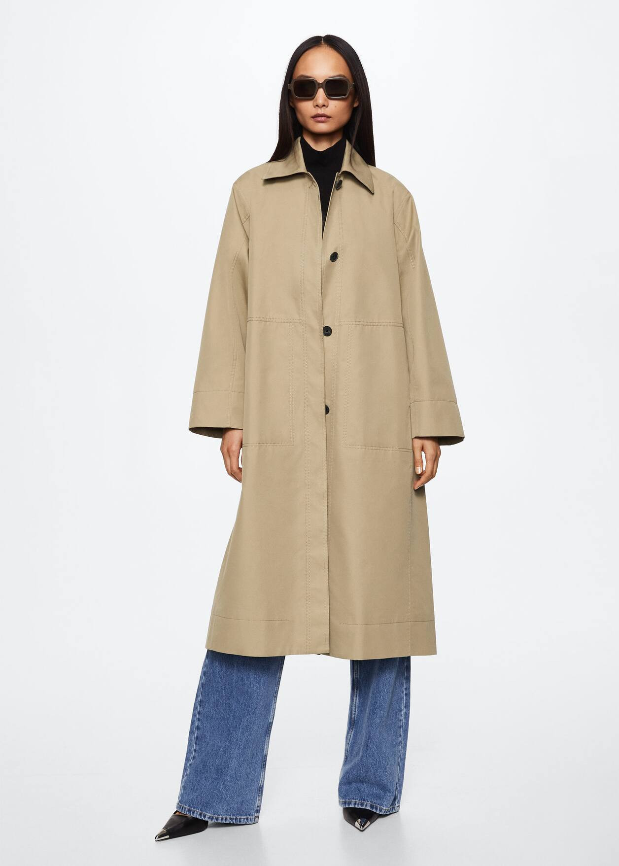 Oversized cotton trench -  Women | Mango USA | MANGO (US)