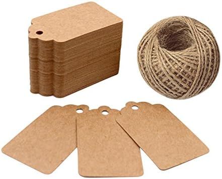 Price Tags, Kraft Paper Gift Tags 100 PCS Paper Tags with 100 Feet Jute String for Arts and Craft... | Amazon (US)