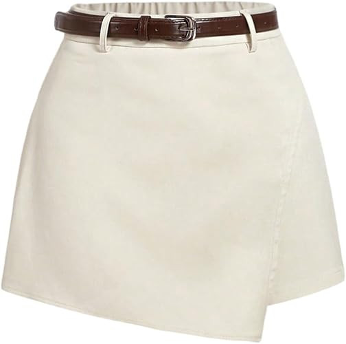 SHENHE Women's Dressy Wrap Mini Skorts Business Casual Belted Elastic Waist Short Skirts | Amazon (US)