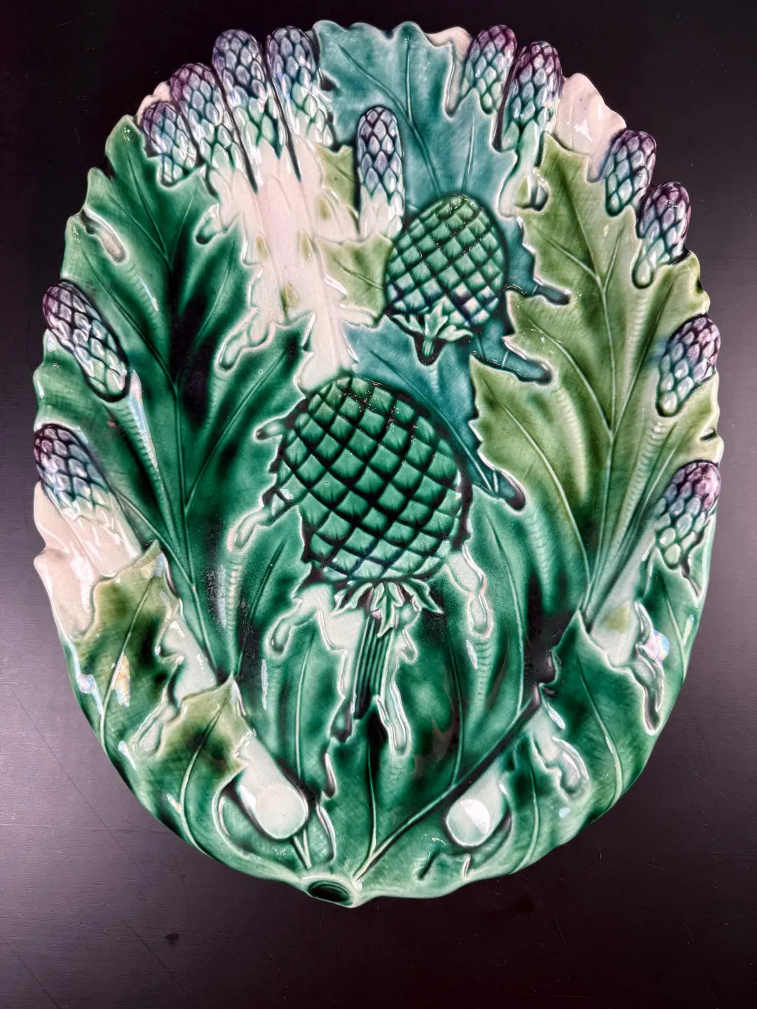 Vintage Asparagus Serving Platter with Large Green Cabbage Leaves and Artichokes, | Etsy (Global)