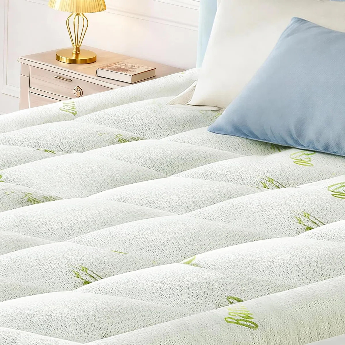 Mattress Protector, Cooling Thick Breathable Viscose Made From Bamboo, Mattress Pad For Back Pain... | Wayfair North America