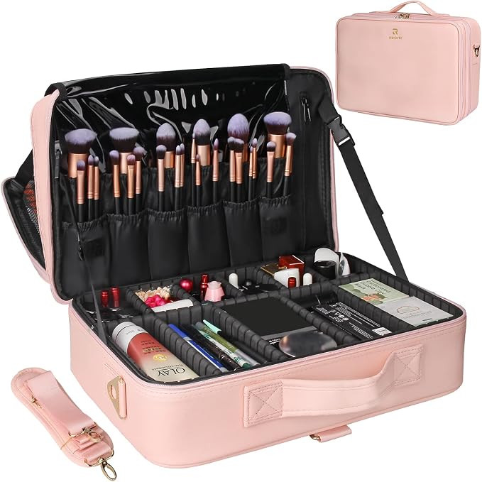 Relavel Makeup Case Large Makeup Bag Professional Train Case 16.5 inches Travel Cosmetic Organize... | Amazon (US)