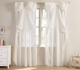 LoveShackFancy Oversized Bow Light-Filtering Curtain | Pottery Barn Kids