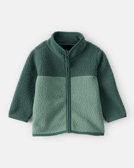 Baby Boy Color Block Microfleece Zip-Up Jacket - Green | Carter's Inc