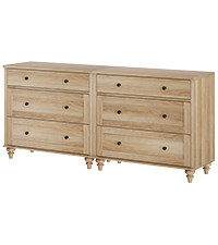 WAMPAT Dresser for Bedroom with 6 Drawers, Oak Kids Dressers with Wide Chest of Drawers, Mid Cent... | Amazon (US)