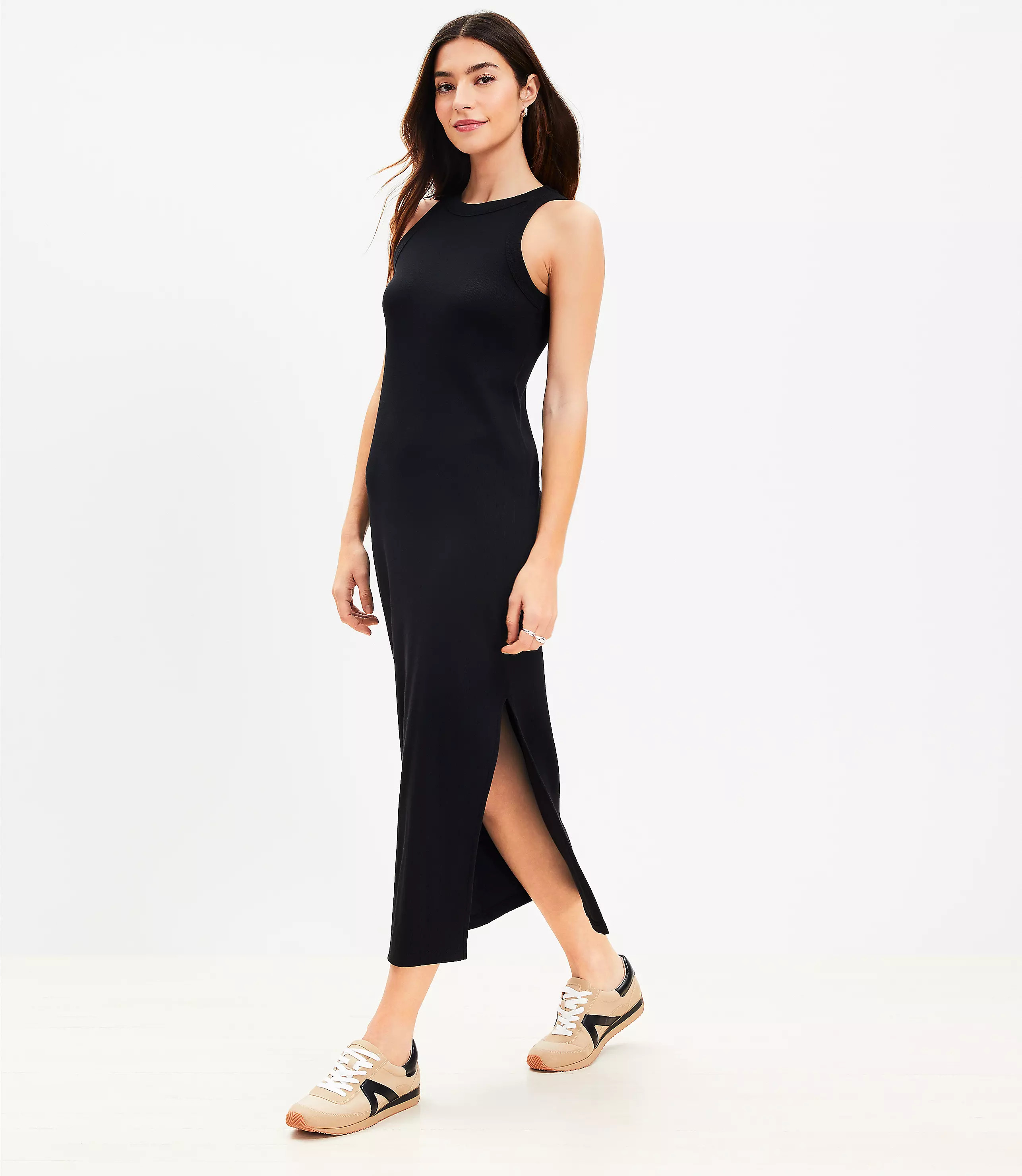 Perfect Ribbed Tank Midi Dress | LOFT