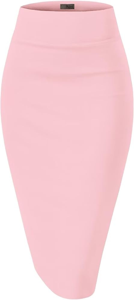 Hybrid & Company Women's Premium Nylon Ponte Stretch High Waist Pencil Suit Skirt Below Knee | Amazon (US)