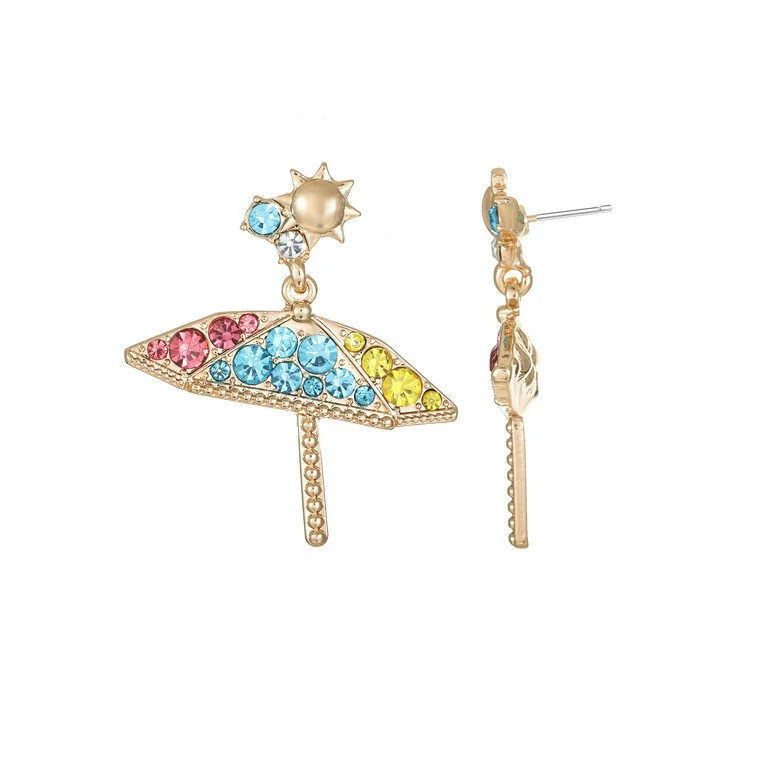 Packed Party Women's Goldtone Beach Umbrella Earrings - Walmart.com | Walmart (US)