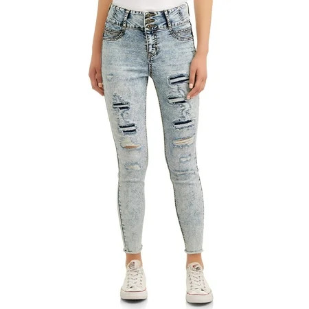 No Boundaries Juniors' Corset High Waist with Destruction Jeans | Walmart (US)
