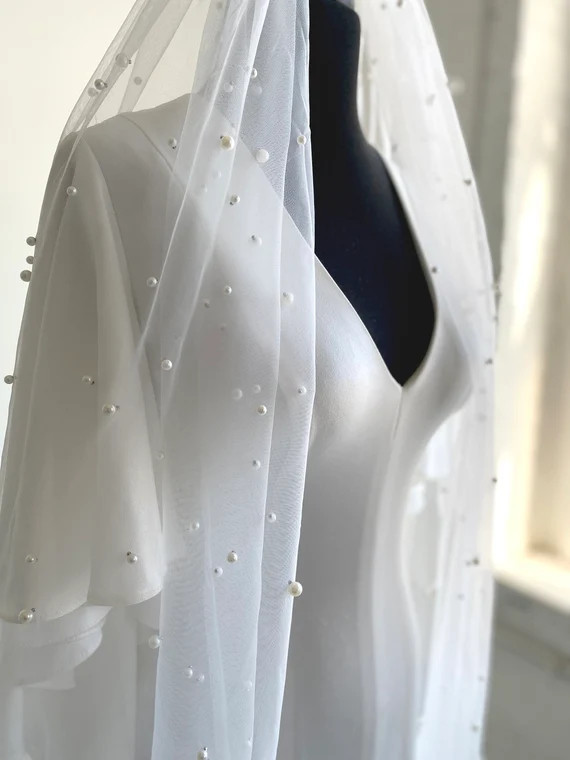 118inch Beaded Pearl Veil: Extra Long Cathedral | Etsy (US)