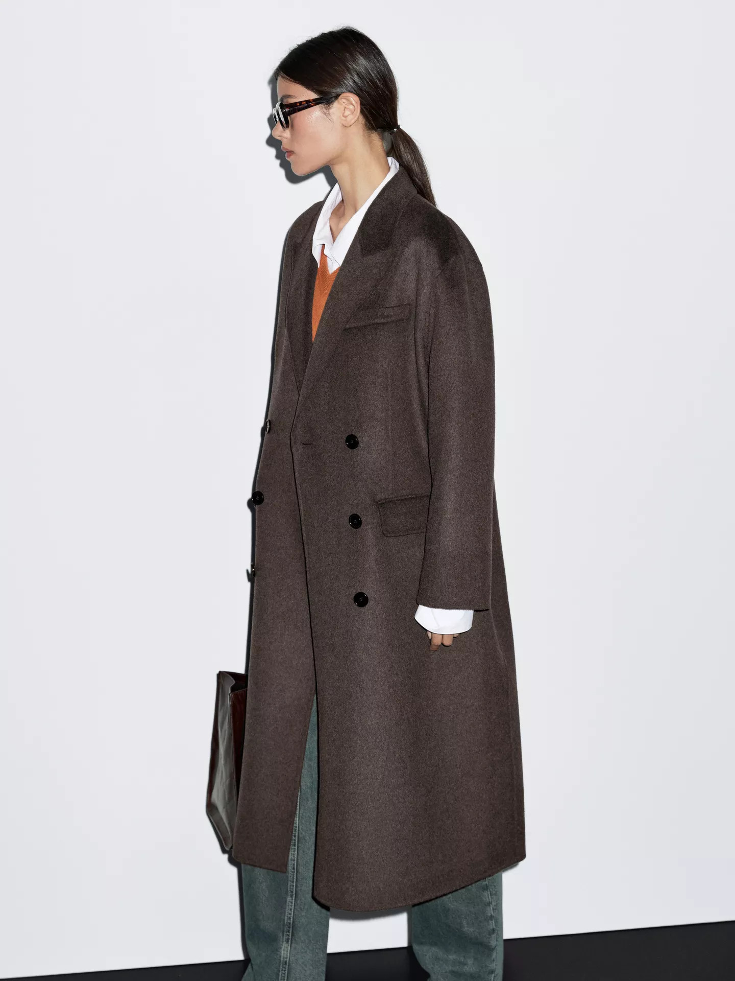 Long wool blend surplice coat | Massimo Dutti UK