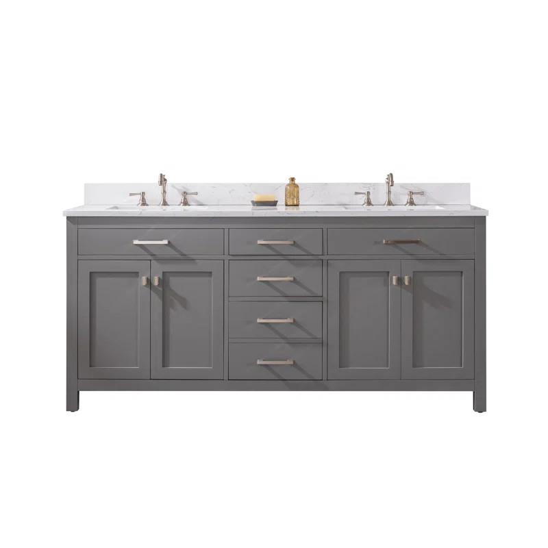 Saur 72'' Double Bathroom Vanity with Engineered Stone Top | Wayfair North America