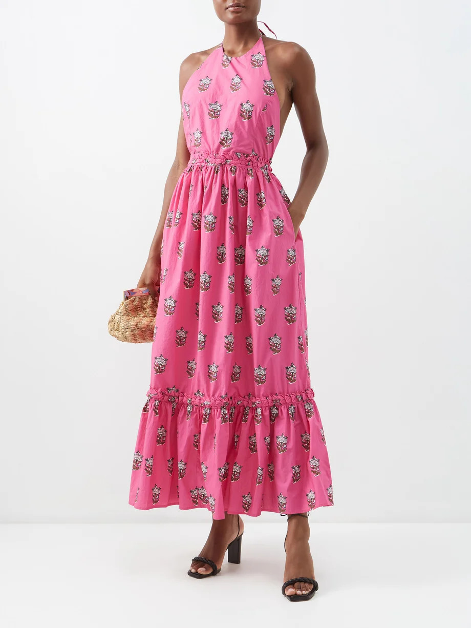 Salena printed cotton halterneck dress | RHODE | Matches (US)