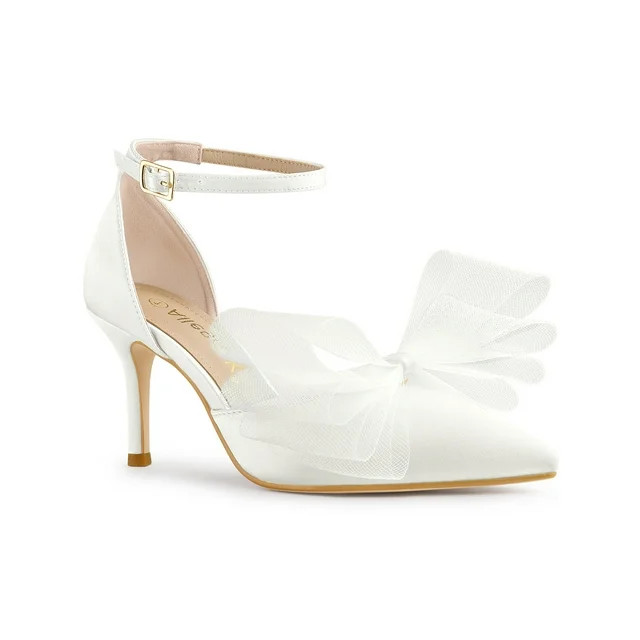 Allegra K Women Bow Tie Ankle Strap Stiletto High Heels Pumps | Walmart (US)