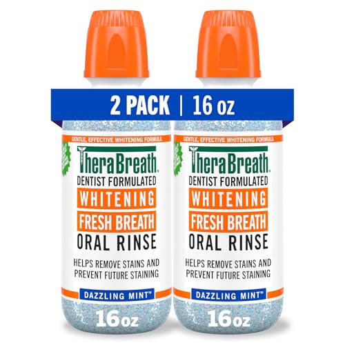 TheraBreath Whitening Mouthwash, Dazzling Mint, Dentist Formulated, 16 Fl Oz (2-Pack) | Amazon (US)