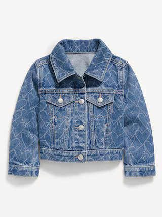 Printed Cropped Trucker Jean Jacket for Toddler Girls | Old Navy (US)