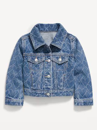 Printed Cropped Trucker Jean Jacket for Toddler Girls | Old Navy (US)