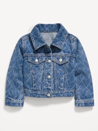 Printed Cropped Trucker Jean Jacket for Toddler Girls | Old Navy (US)