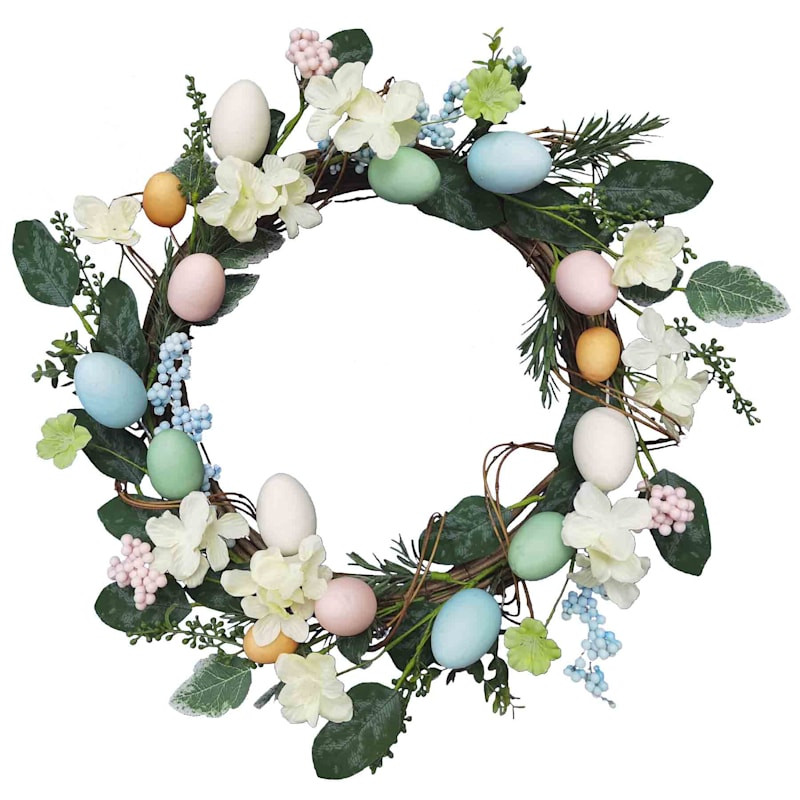Floral Easter Egg Wreath, 22" | At Home