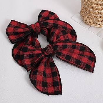 Christmas Red Black Buffalo Plaid Fable Hair Bows,2pc 5in Checkered Plaid Ribbon Alligator Clips ... | Amazon (US)