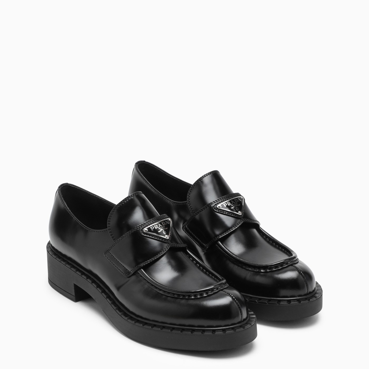 Chocolate loafers in black brushed leather | The Double F