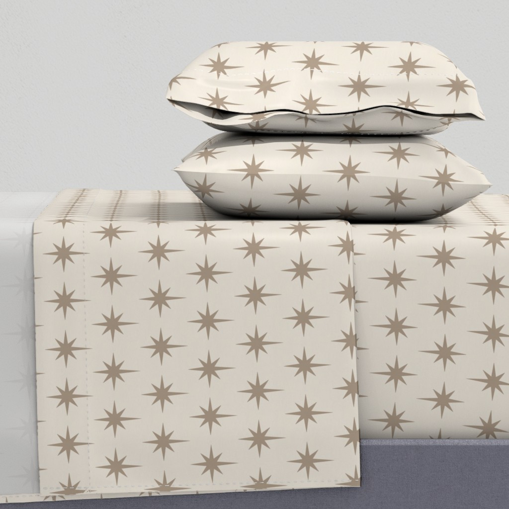 Preppy mushroom beige brown and white grandmillenial star of Bethlehem Sheet Set | Spoonflower | Spoonflower