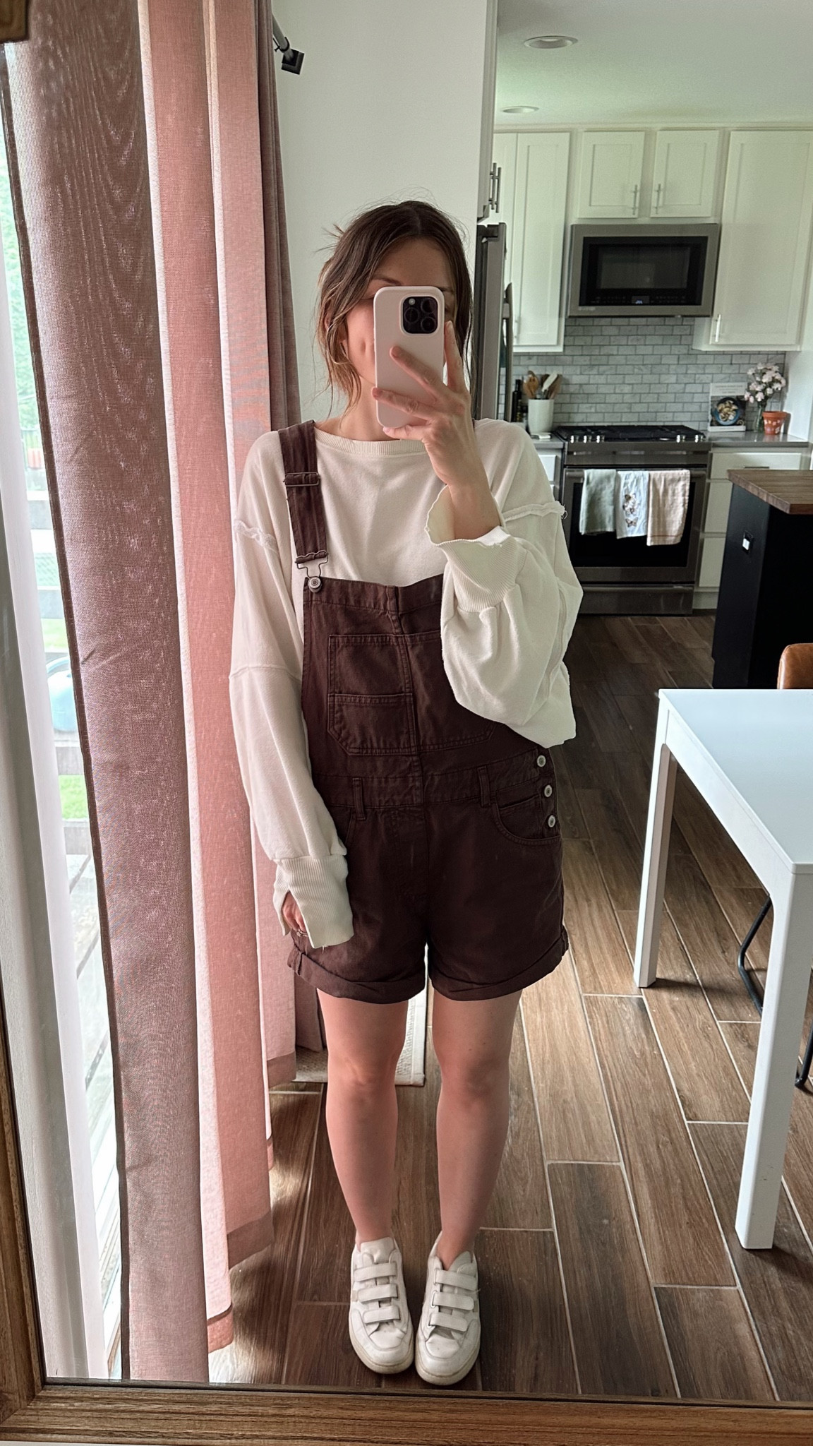 wearing a small in sweatshirt and overalls 

Spring outfit, shortalls, mom outfit 

#LTKSeasonal #LTKFindsUnder100