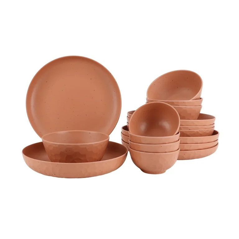Just Feed Me by Jessie James Decker 16-Piece Melamine Dinnerware Set, Terracotta Rose | Walmart (US)