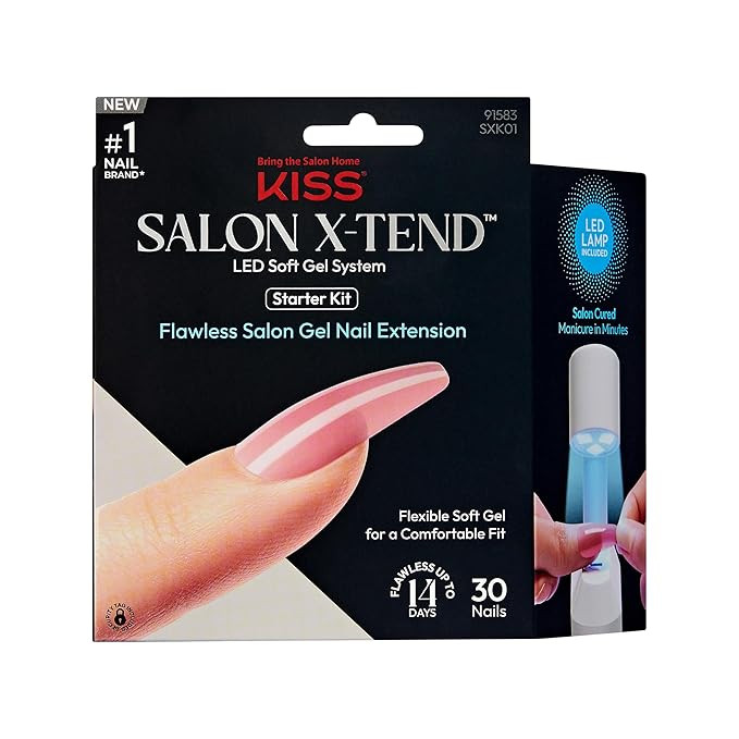 KISS Salon X-tend, Press-On Nails, Nail glue included, Tone', Medium Pink, Long Size, Coffin Shap... | Amazon (US)