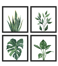 ArtbyHannah Framed Bathroom Wall Art Decor, 10"x10" Botanical Artwork Black | Amazon (US)
