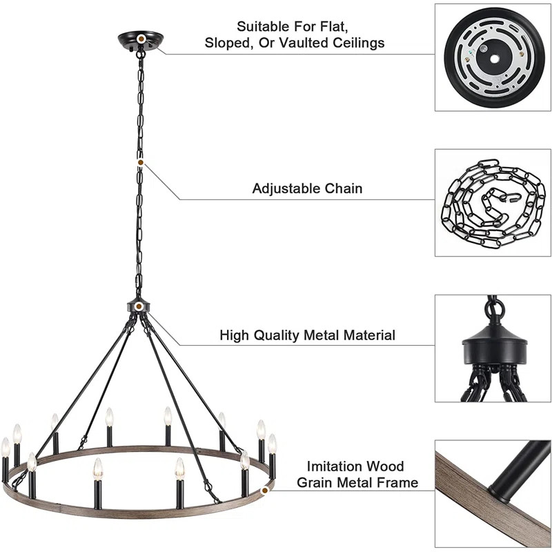 Moomal 12 - Light Dimmable Wagon Wheel ChandelierSee More by Gracie OaksRated 5 out of 5 stars.5.... | Wayfair North America