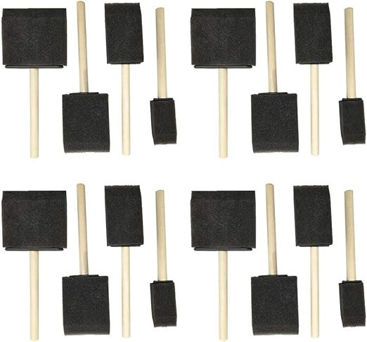 16 Pieces Foam Paint Brushes Sponges Brush Set Foam Paint Brush Set Sponge Paint Brush Wooden Han... | Amazon (US)