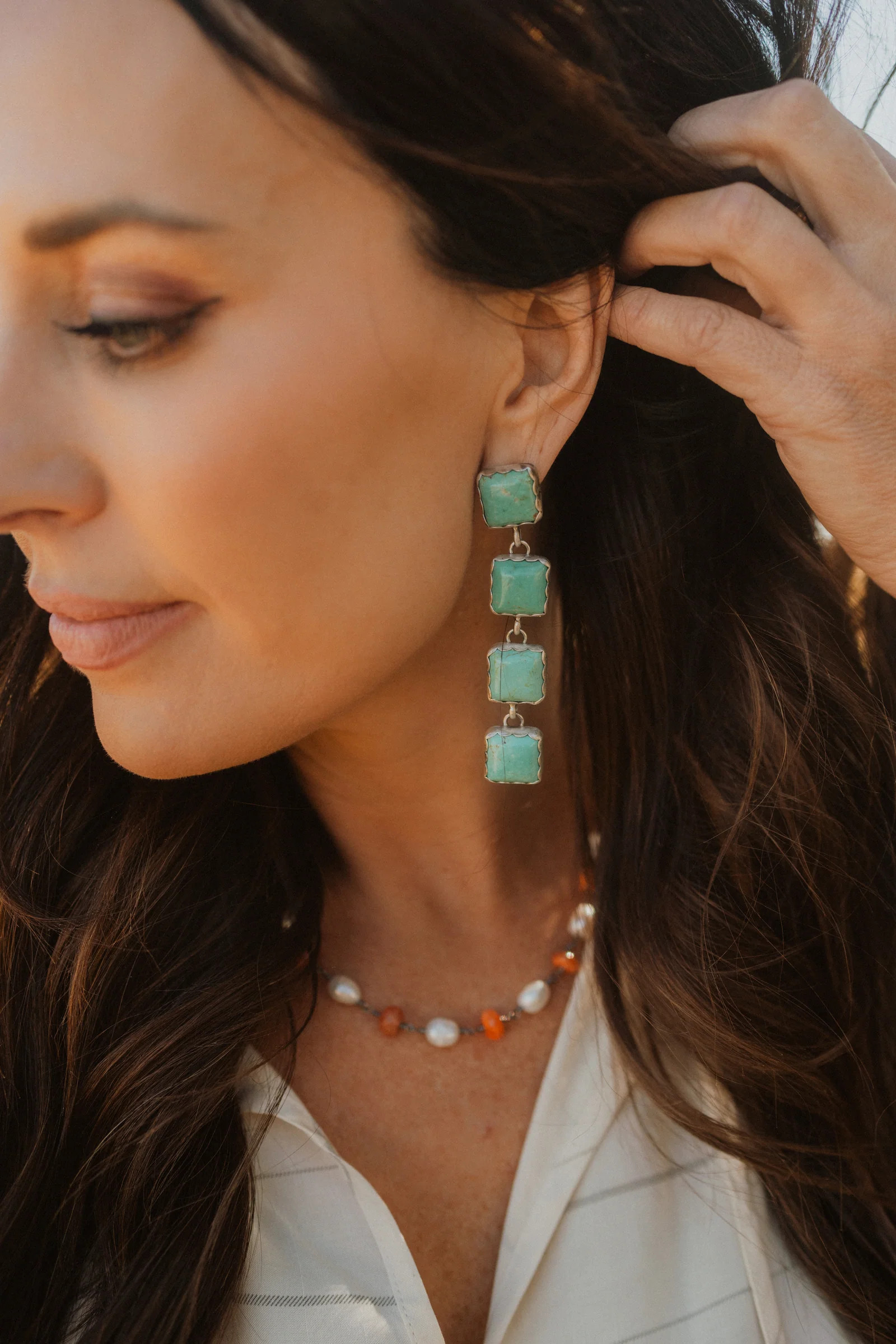 4 Square Earrings | Turquoise | Goldie Lew Jewelry