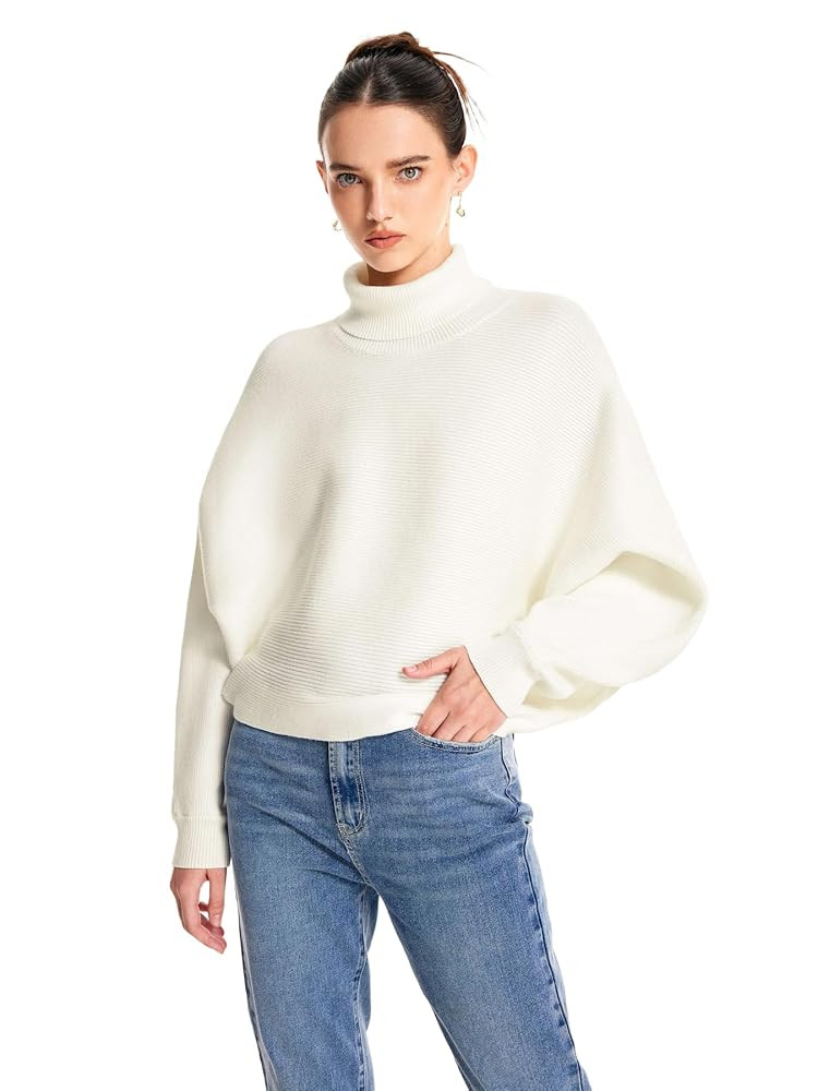 CIDER Women’s Turtleneck Long Sleeve Oversized Trendy Pullover Sweater Jumper Fall Tops | Amazon (US)
