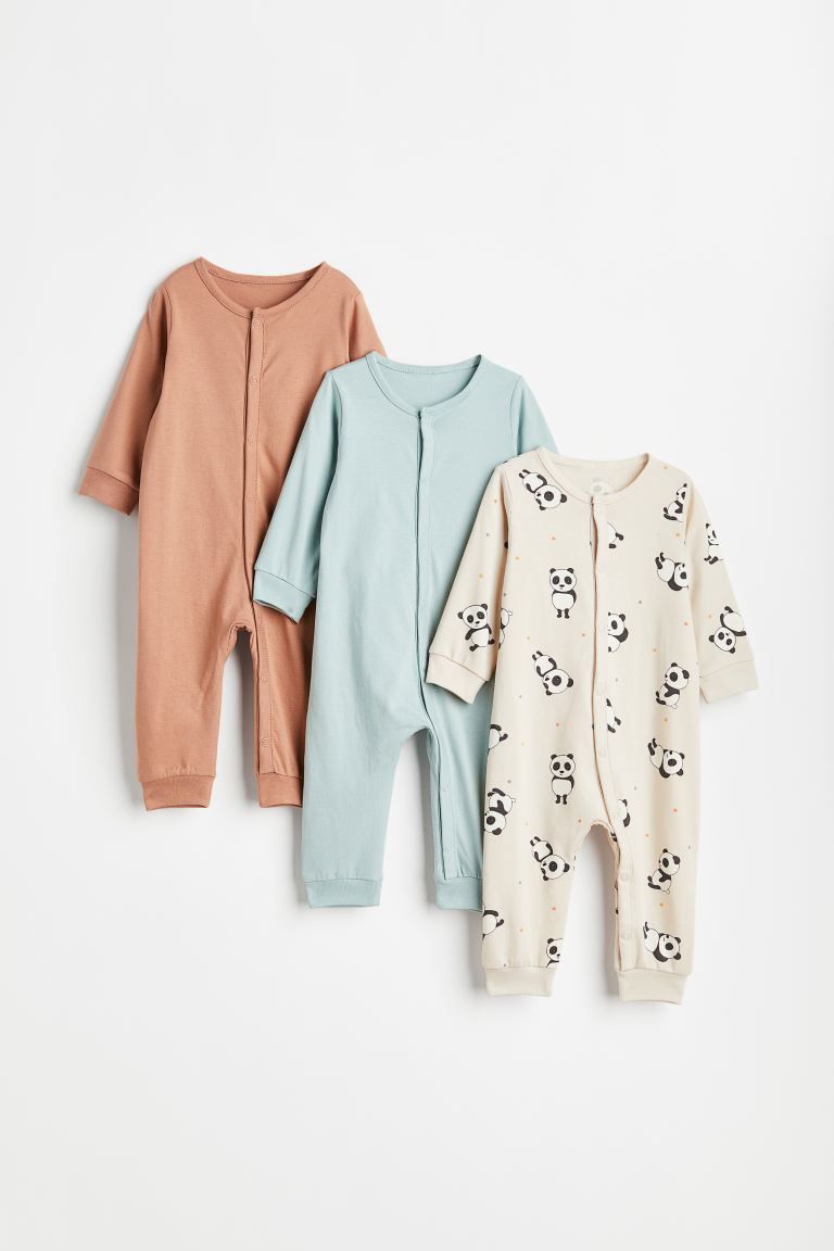 3-pack Cotton Pajamas - Light beige/pandas - Kids | H&M US | H&M (US + CA)
