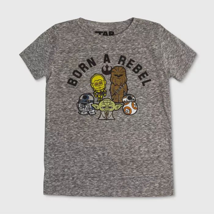 Toddler Boys' Star Wars Born a Rebel Short Sleeve T-Shirt - Gray | Target