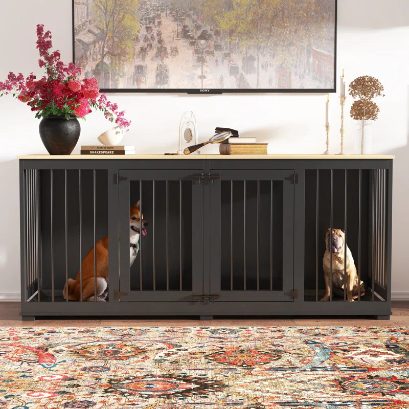 Large Dog Crate Furniture with Tray and Divider | Wayfair North America