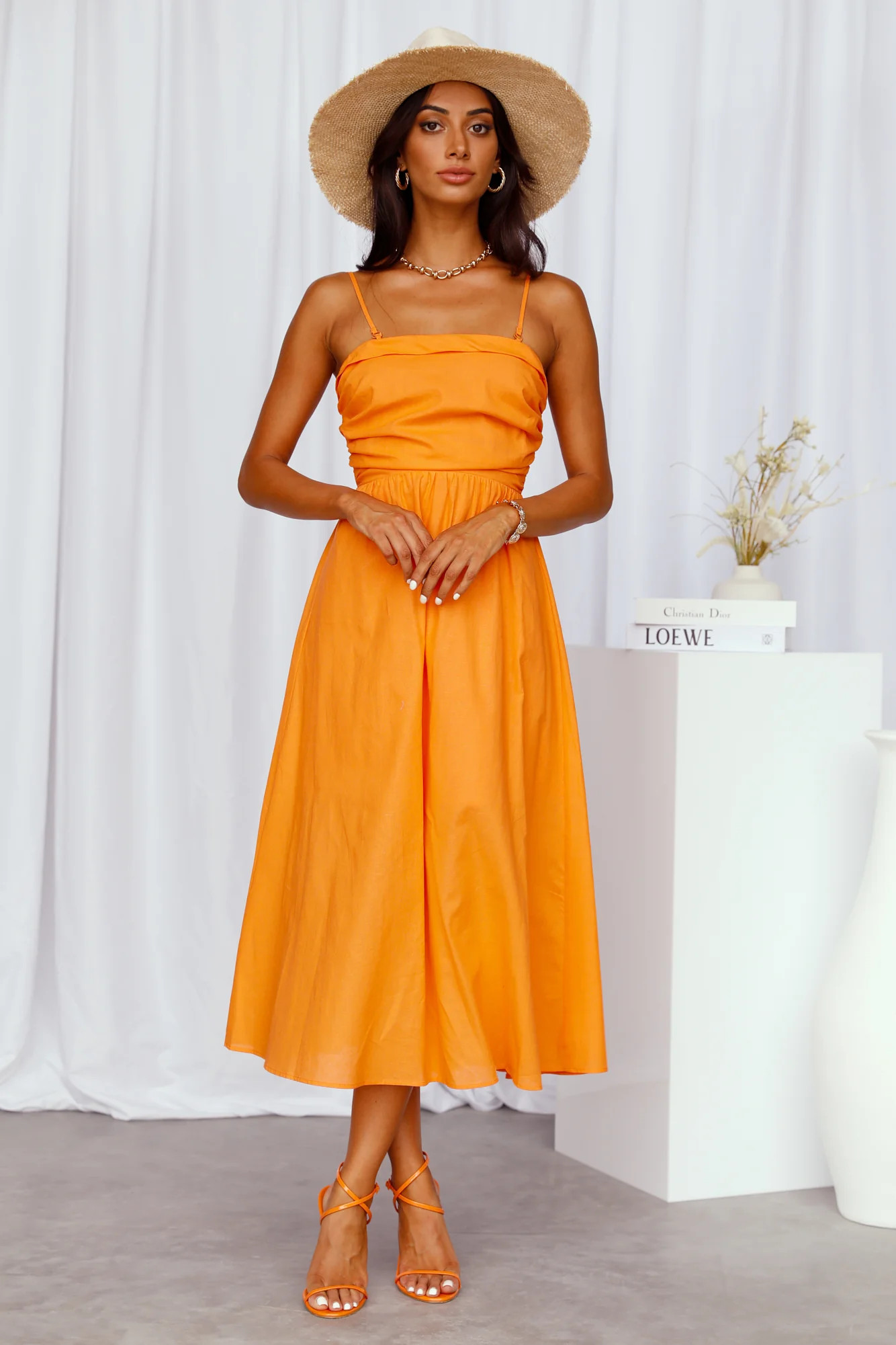 Take Me To The Sun Midi Dress Orange | Hello Molly (AU)