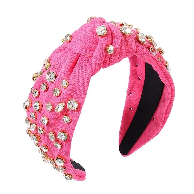 Crystal Knotted Headband for Women Crystal Embellished Wide Top Knot Headband Women's Fashion Hea... | Amazon (US)