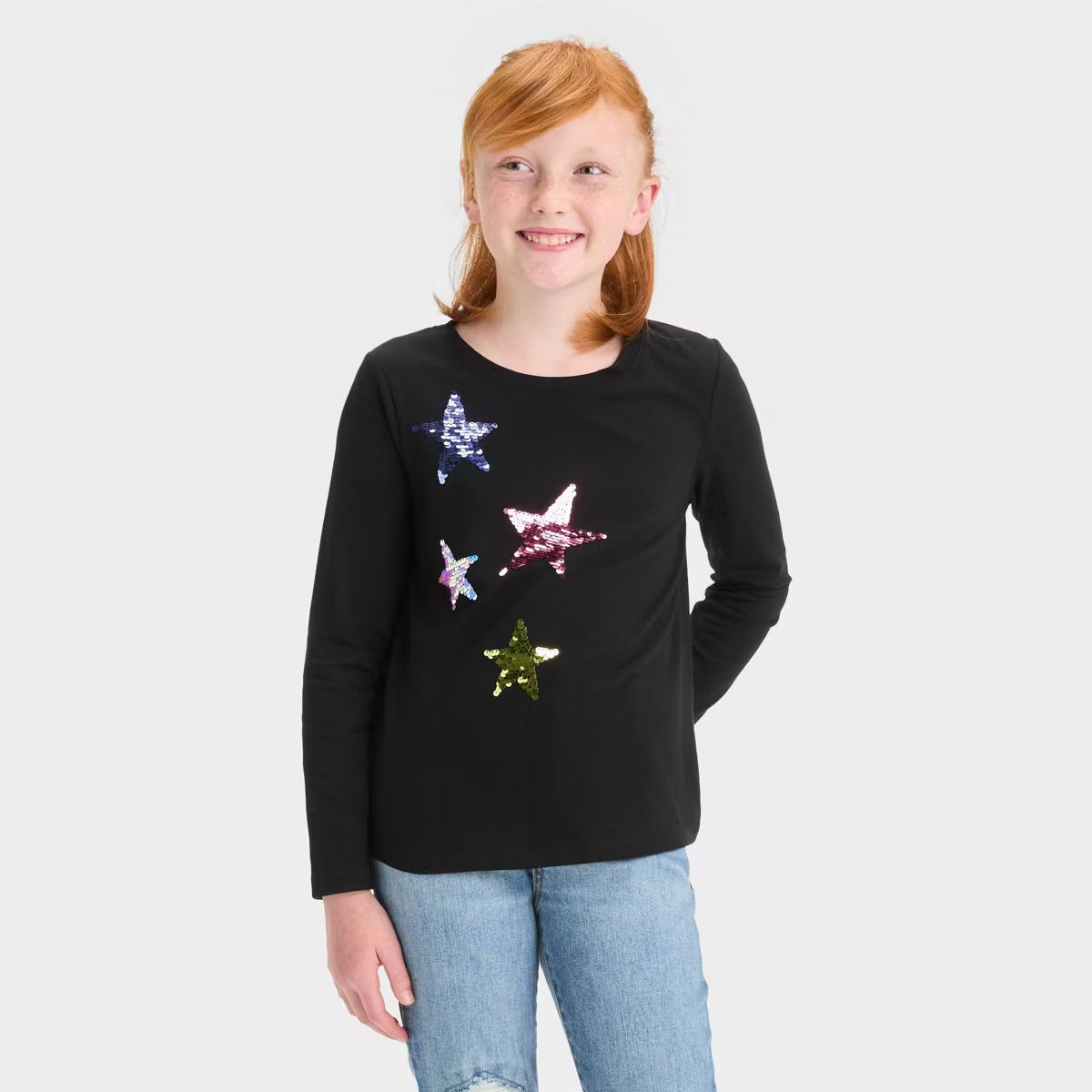 Girls' Long Sleeve Flip Sequin T-Shirt - Cat & Jack™ | Target