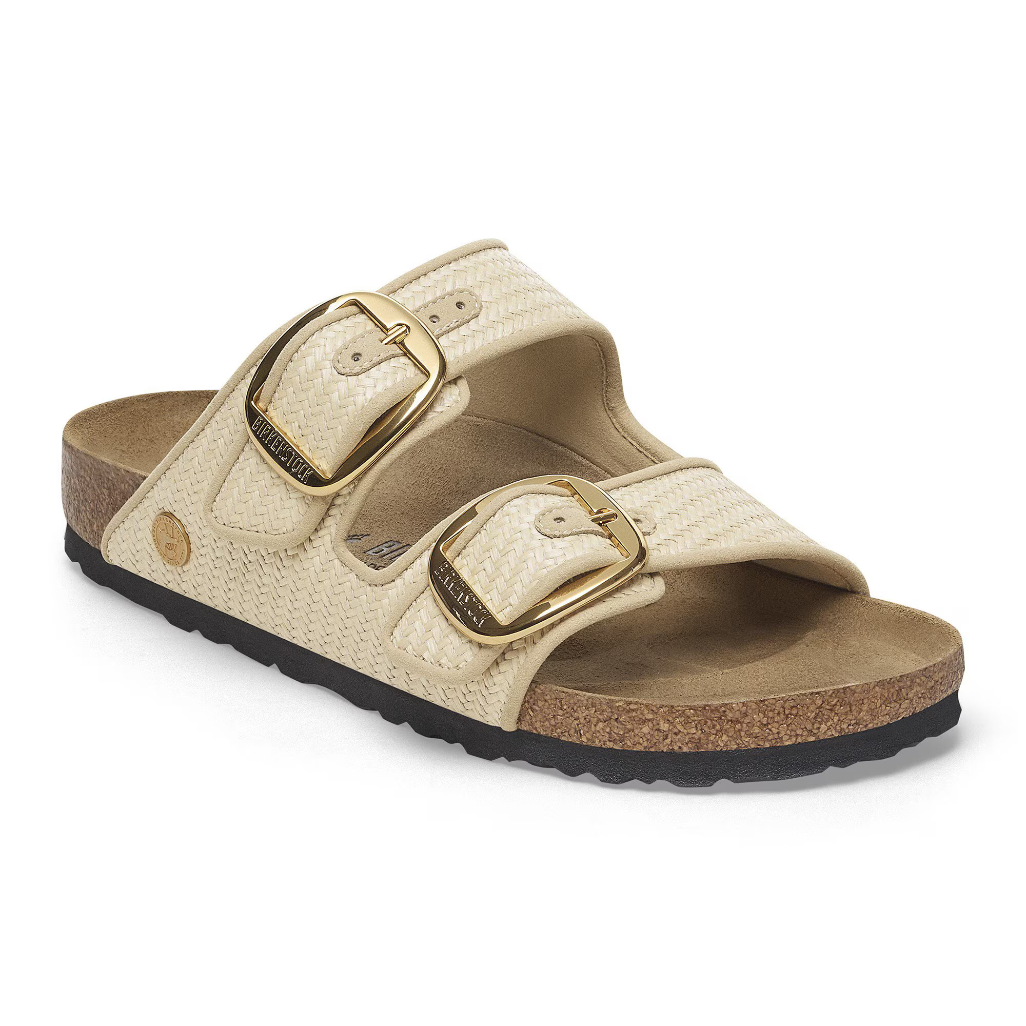 Arizona Big Buckle Textile Raffia Naturale Two-Strap Sandals | Birkenstock USA