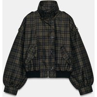 Zara - Plaid Bomber Jacket - Brown - L - Woman | Zara US
