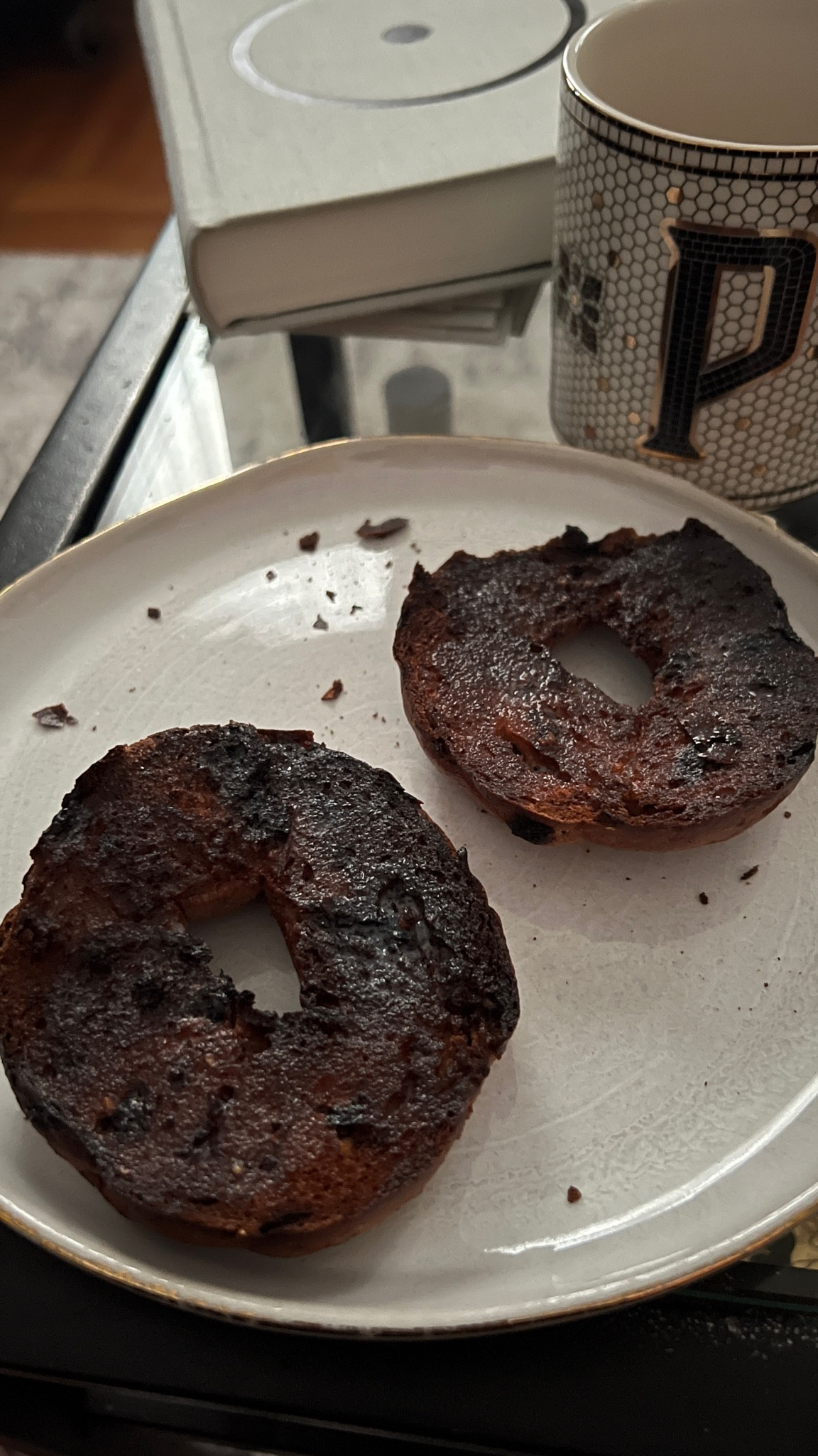 You step away from the air fryer for one minute and look: blackened bagel for breakfast 🤦🏽‍♀️
.
Anthropologie dishes, Anthropologie monogram cups, kitchen essentials, Amazon Find, Walmart finds, table settings, gold trimmed plates, Nuwave Brio 

#LTKHome #LTKOver40 #LTKFamily