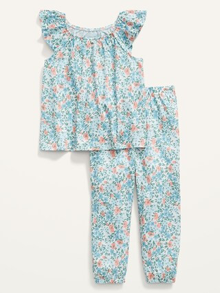 Printed Loose-Fit Ruffle-Trim Pajama Set for Toddler Girl & Baby | Old Navy (US)