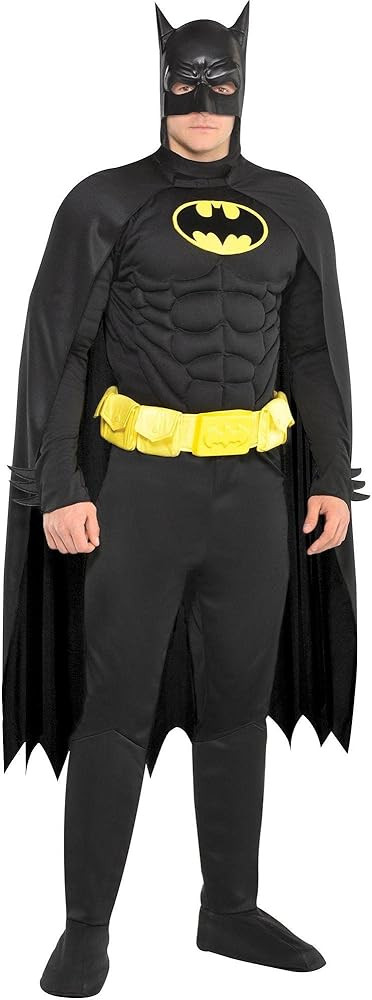 Party City Batman Costume for Men - DC Justice League Costume Includes Jumpsuit, Cape, Mask & Mor... | Amazon (US)