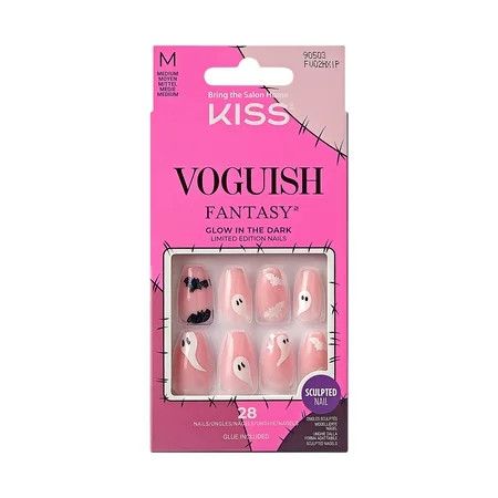 KISS Voguish Fantasy Halloween Nails Black & White Medium Length Coffin Shape Ghoul s Night 31 Ct. | Walmart (US)
