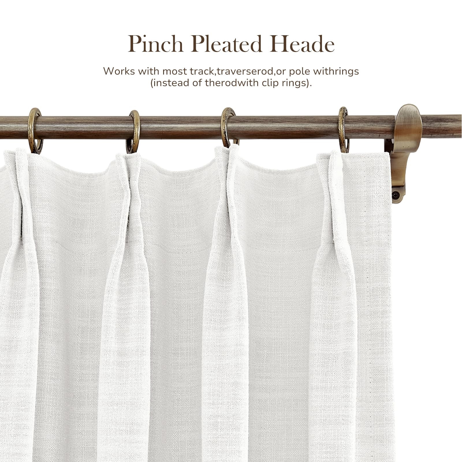 TWOPAGES 52 W x 96 L inch Pinch Pleated Curtain Room Darkening Linen Drapery for Bedroom Living R... | Amazon (US)