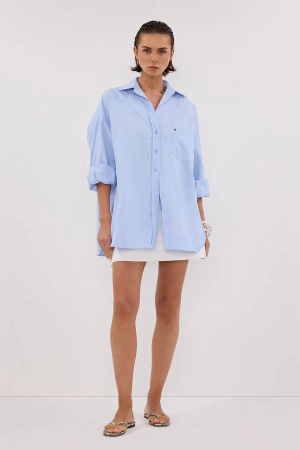 RHEA BLUE OVERSIZED COTTON SHIRT | DISSH